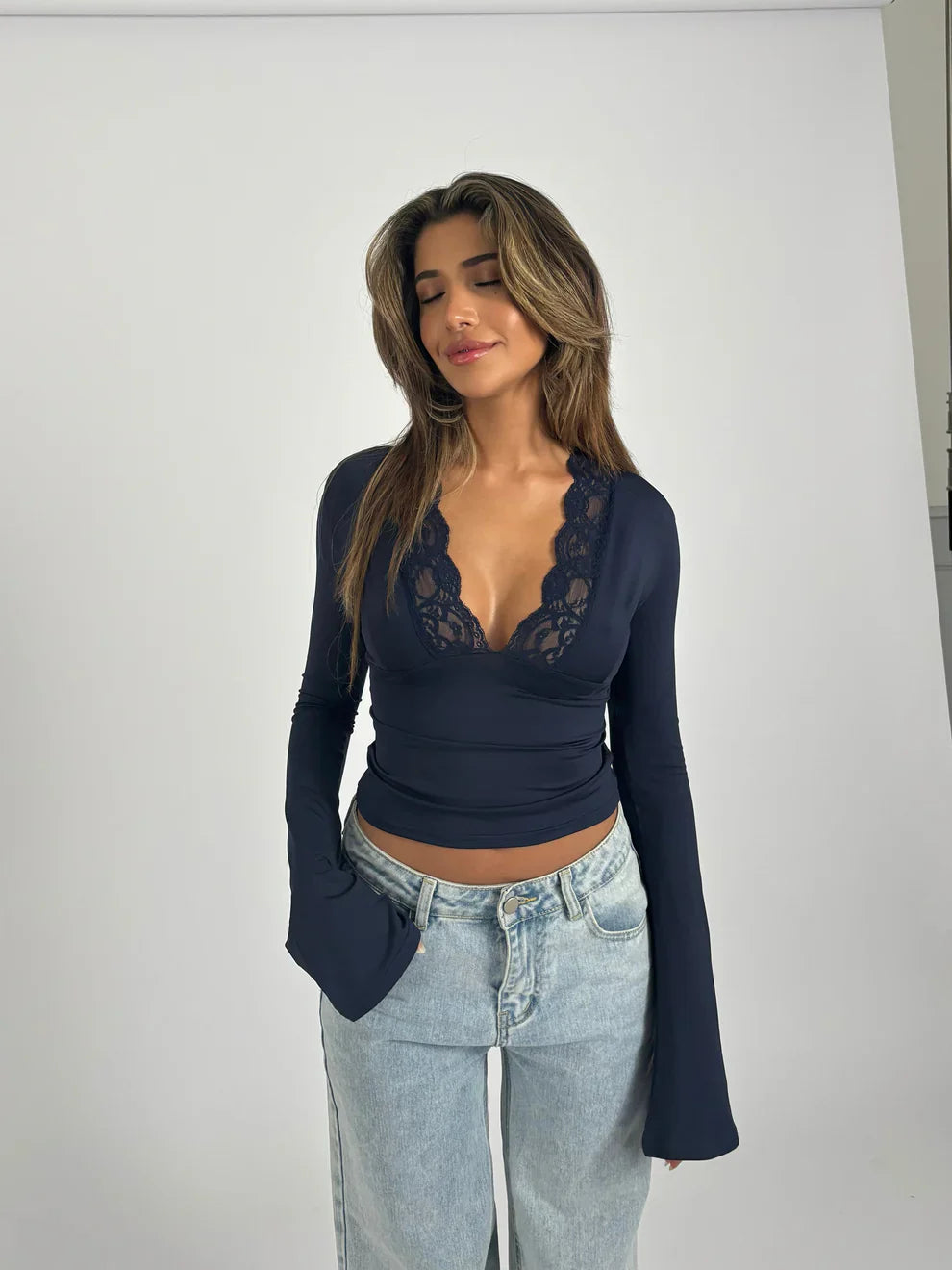 Lace Enchantress Deep V Crop