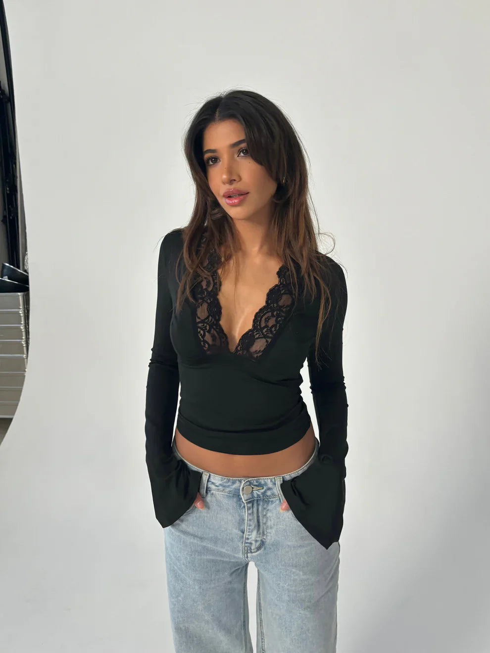 Lace Enchantress Deep V Crop