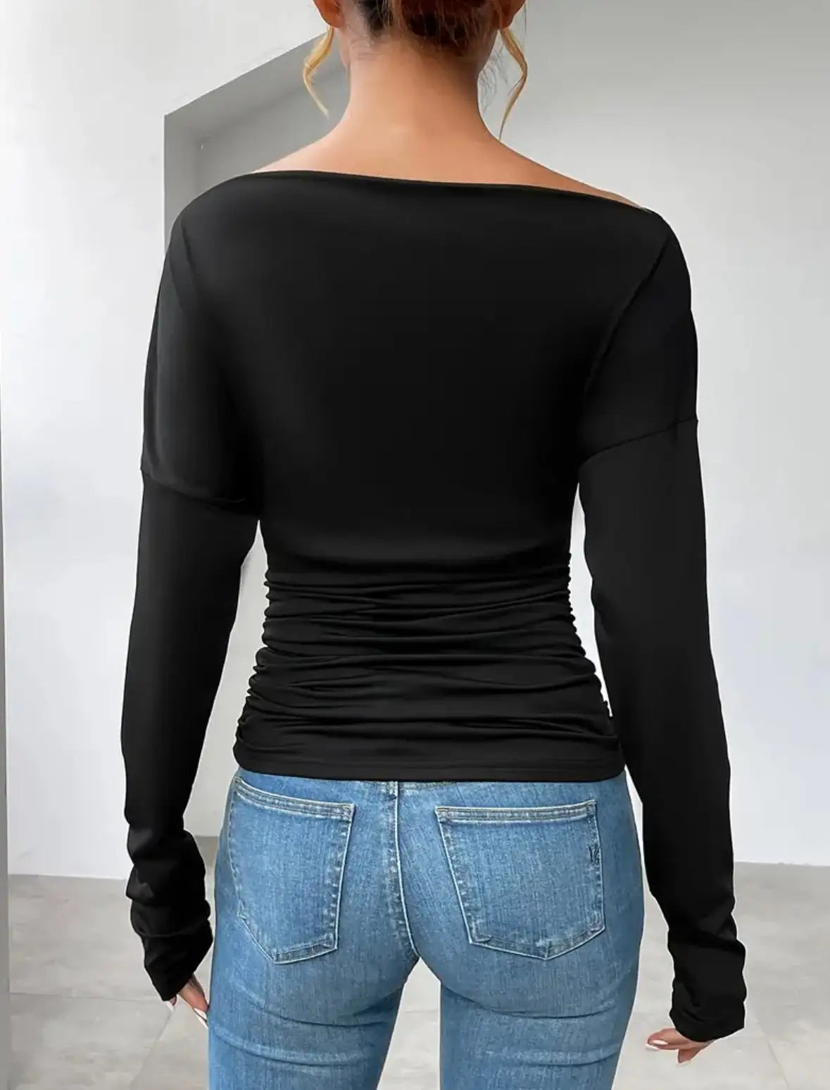 Midnight Grace Off-Shoulder Blouse