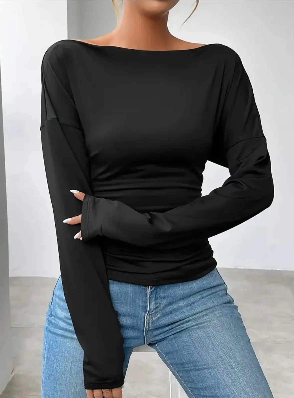 Midnight Grace Off-Shoulder Blouse